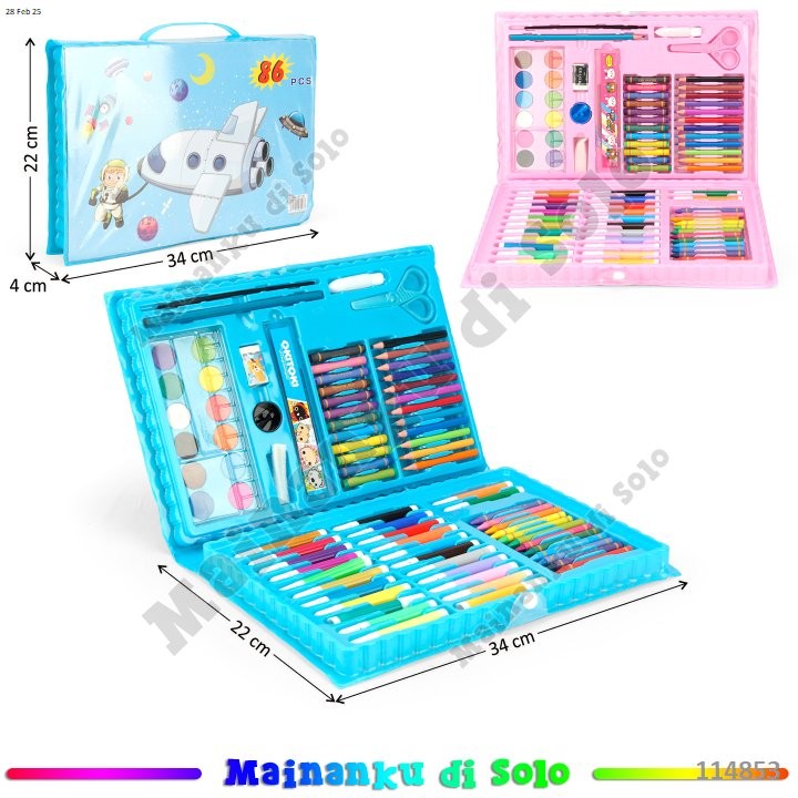 

[Mainanku] Alat Mewarnai Crayon Set 86 Pcs Koper WARNA RANDOM