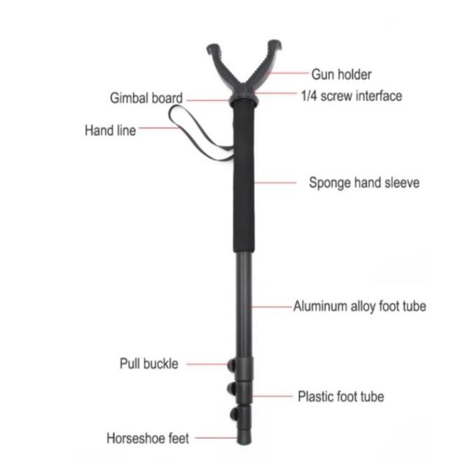 MONOPOD SHOOTING REST GUN RIFLE PCP w/ V-YOKE STICK no BIPOD TRIPOD