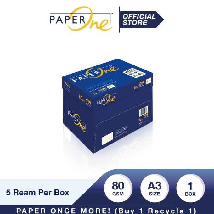 

PaperOne Kertas A3 80gr All Purpose 1 Box (2500 lembar) Kertas HVS B2B