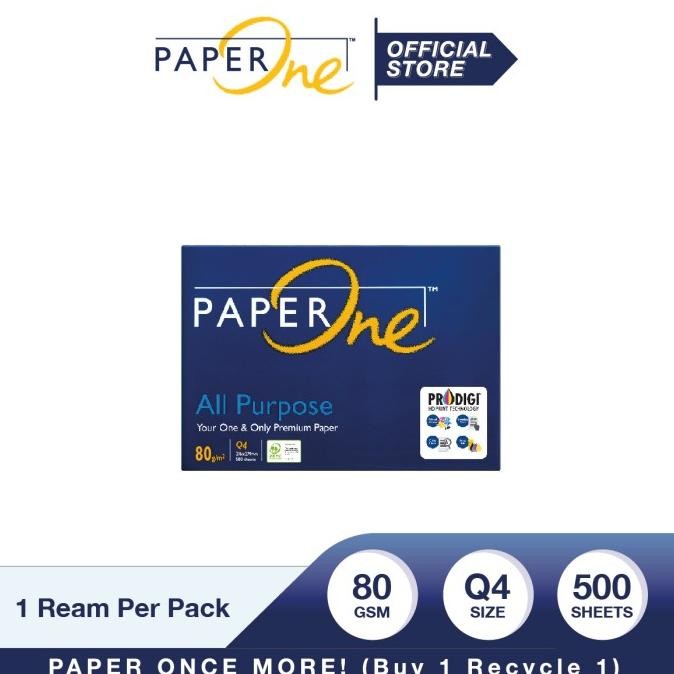 

PaperOne Kertas Quarto 80gr All Purpose 1 Rim (500 lembar) Kertas HVS