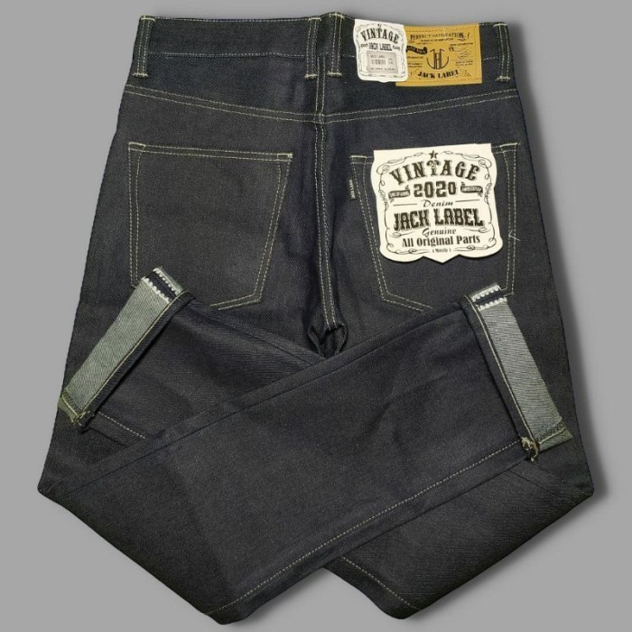 JACK LABEL - Denim Jeans Raw Original 15oz Tebal Jeans Panjang Pria Kualitas Distro Selvedge jeans