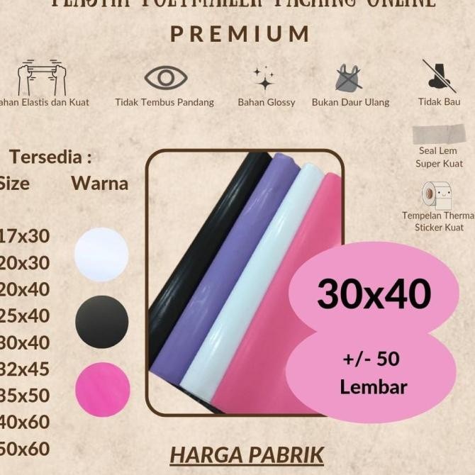 

Polymailer Putih 30x40 Amplop Plastik Packing Olshop Pink 50 lbr Hitam