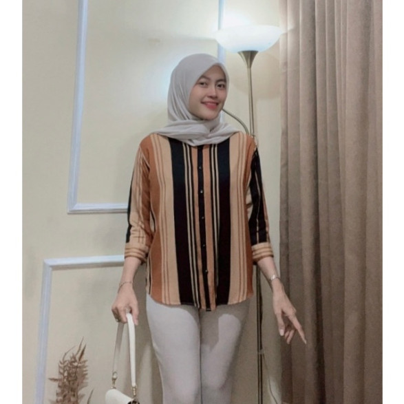 Kemeja wanita rayon premium motif abstrak jumbo LD120 terbaru 2024