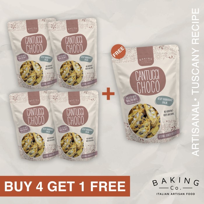 

Biscotti Cantucci Choco BakingCo - Deal Family Pack Buy 4 get 1 Free