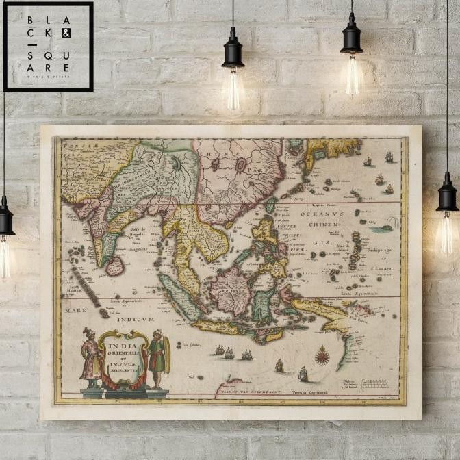 

|| PROMO BUKU / Peta Indonesia Vintage / Antique - Replica Vintage Map + Frame Size A2 DISKON