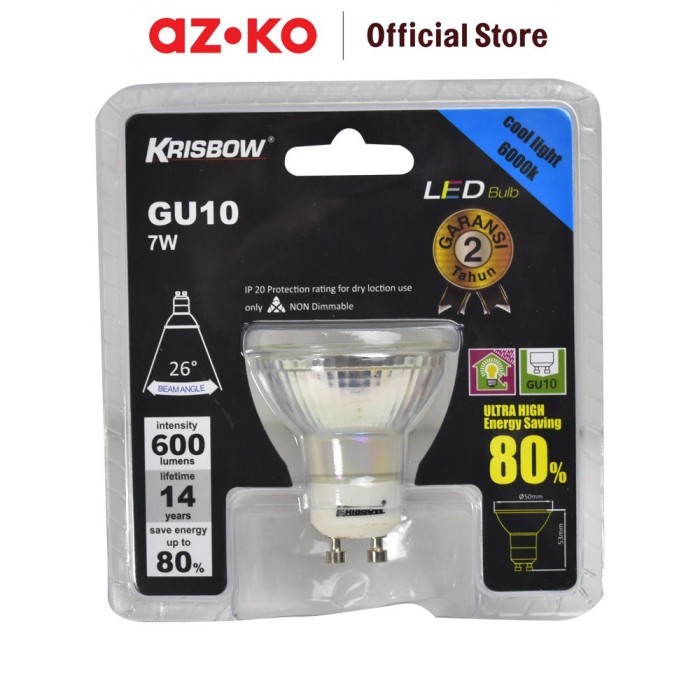 HRG DISKON AZKO Krisbow Bohlam Led Gu10 7w 600 Lumens - Putih