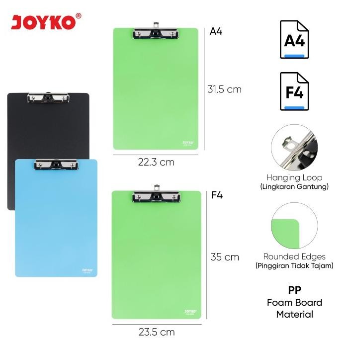 

Joyko Clipboard A4 F4 / Papan Jalan Alas Ujian FOAM BOARD Joyko