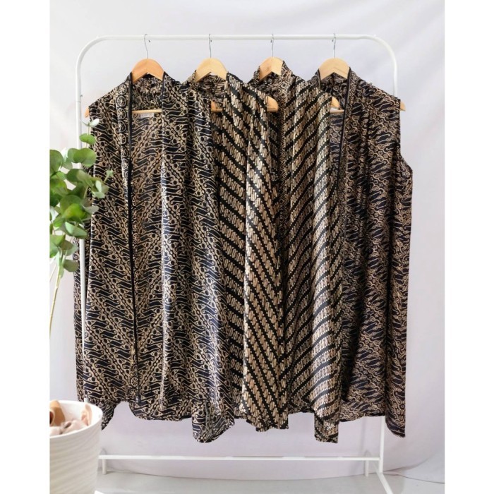ATASAN BATIK OUTER BATIK WANITA BATIK VISCOS BATIK HITAM MODERN PARANG