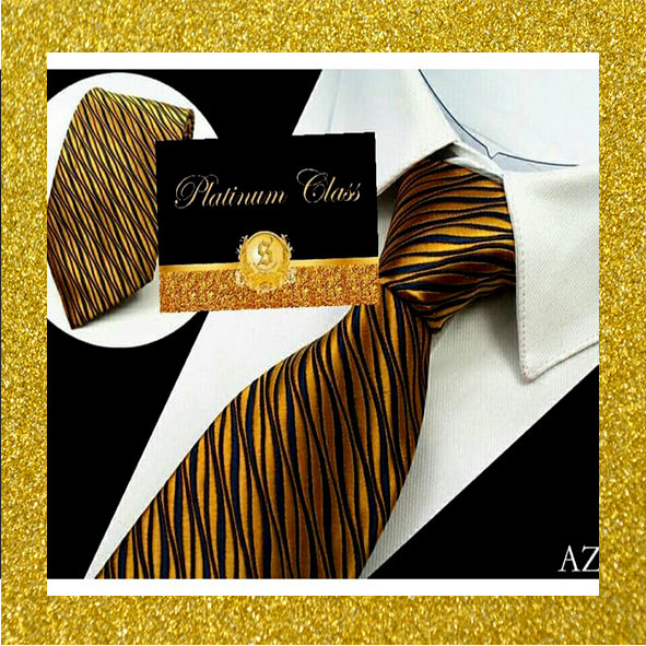 dasi pria import emas gold peacock platinum class