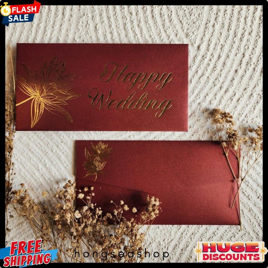 

Amplop Uang Horizontal Besar 9.5X18.5Cm Happy Wedding Congratulations / Angpao Selamat Bahan Fancy Jasmine / Angpau Wedding / Angpau Congratulations (Isi 10 Pcs) Terlaris! Produk Ini Banyak Dicari