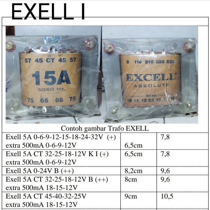 Trafo Listrik 5A 45V Ct Merk Excell Exell Steroid Sound Transformator Travo 5 A 45 Vct 45Vct Excell