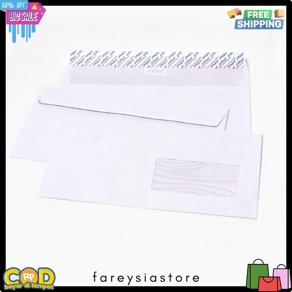 

J-Plus - Amplop Putih Jendela Kanan / Amplop Window No.90 Biru - Pack Terlaris! Produk Ini Banyak Dicari