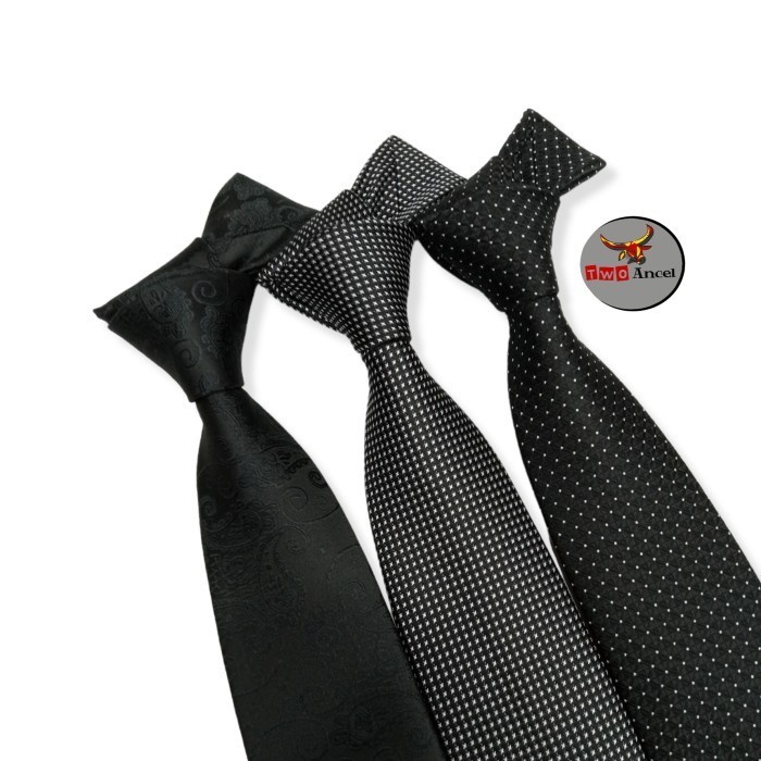 dasi hitam pria dasi pria hitam motif salur 3 inchi