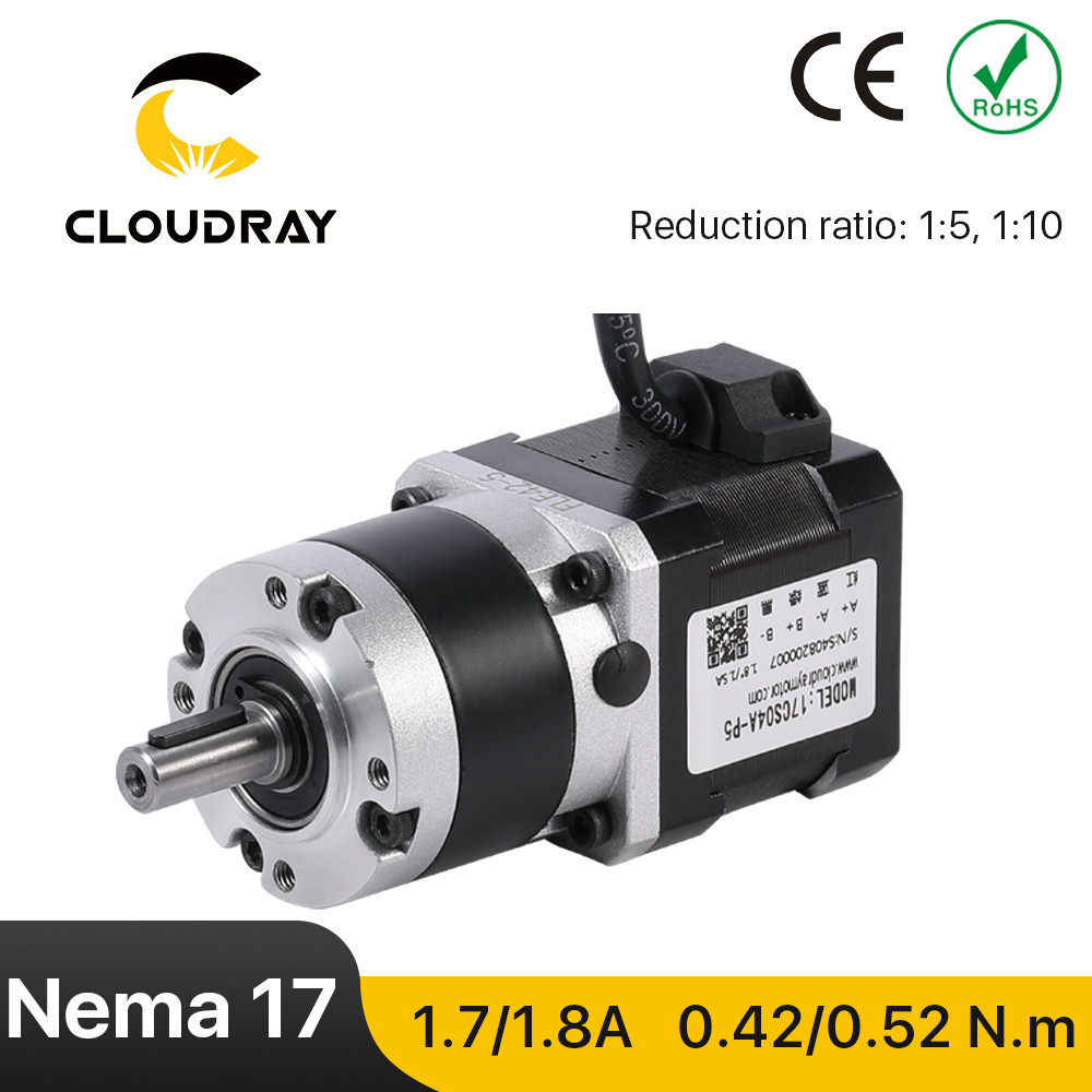 GPR Cloudray Nema 17 Stepper Motor 4-lead 0.42/0.52N.m Planetary Gearbox Motor Nema 17 Ratio 5:1/10: