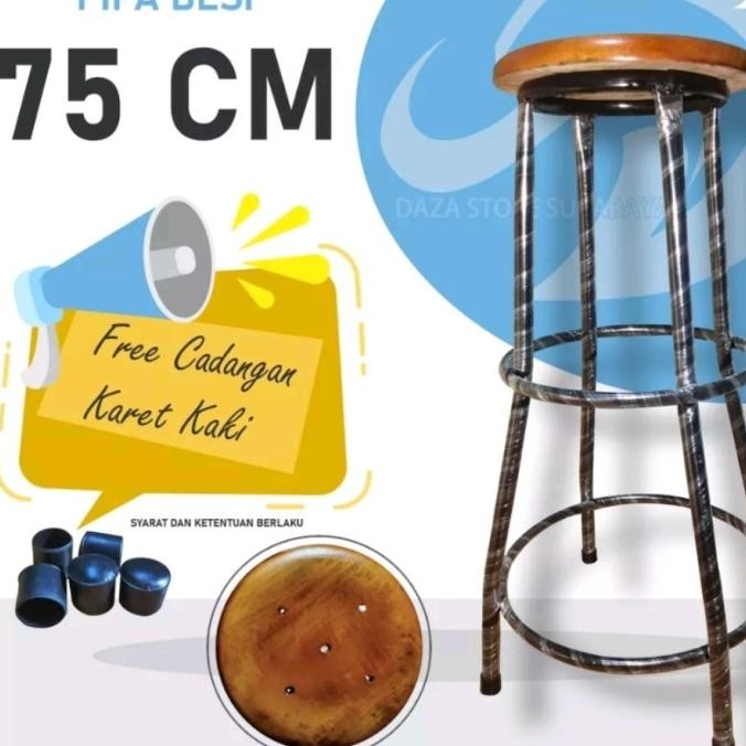 ] KURSI BULAT KAKI BESI TINGGI 75 CM