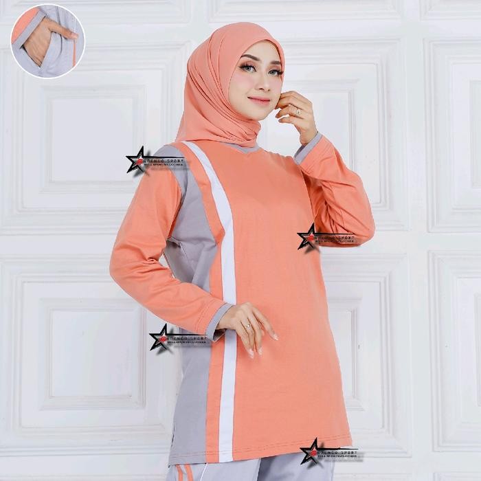 Atasan Baju Olahraga Senam Tunik Muslimah / Kaos Olahraga Wanita Tunik Muslimah / Baju Olahraga /