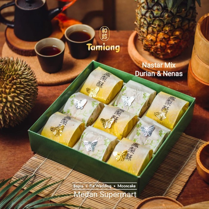 

Tamiang Pia Nastar Durian / Nenas / Mix campur Durian & Nenas ( 9 pcs)