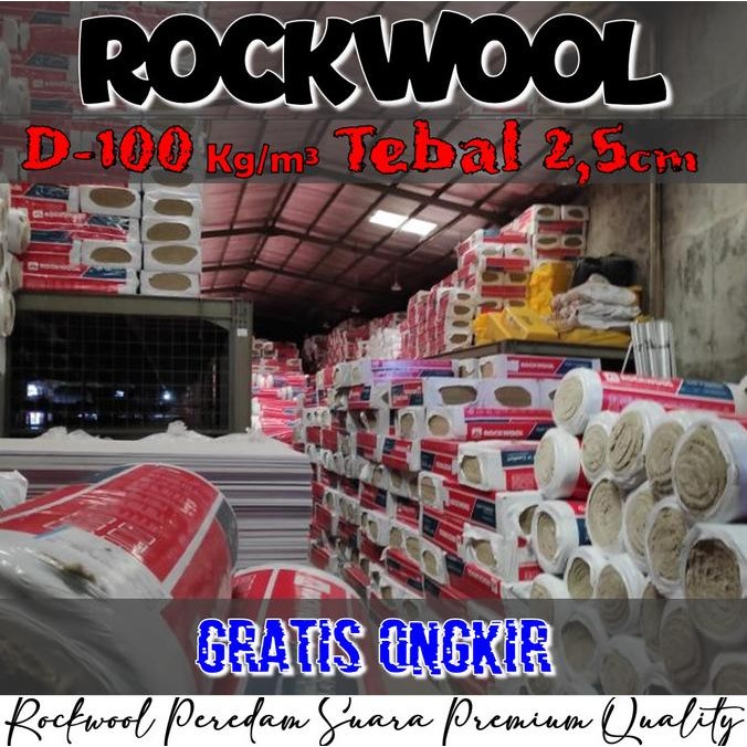 Rockwool Peredam Suara D100 120x60cm Tebal 2,5cm (isi 12 pcs)