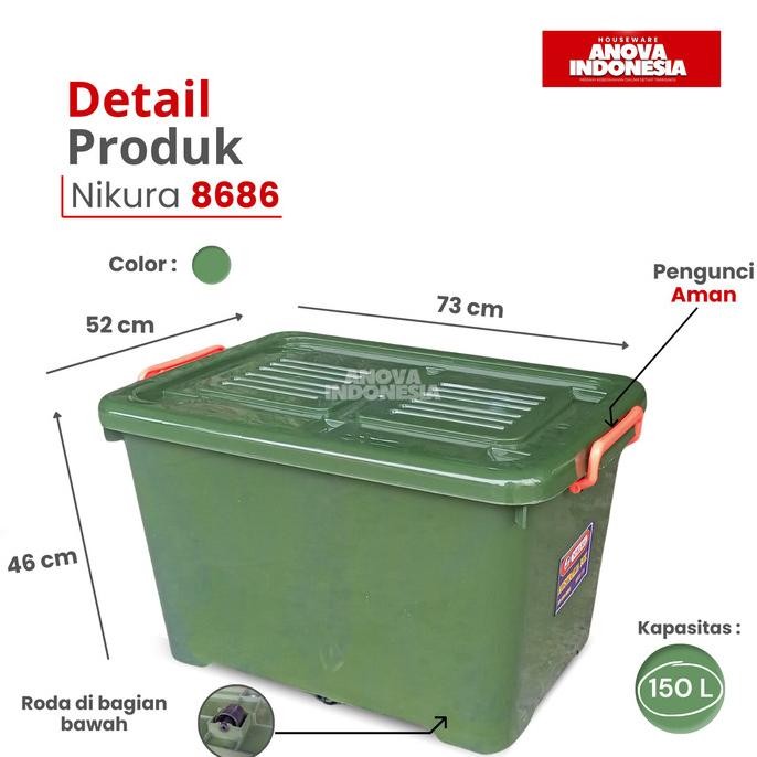 Murah Box Container Nikura Canada. 8686. Jumbo Hijau. Setara Shinpo Cb 130