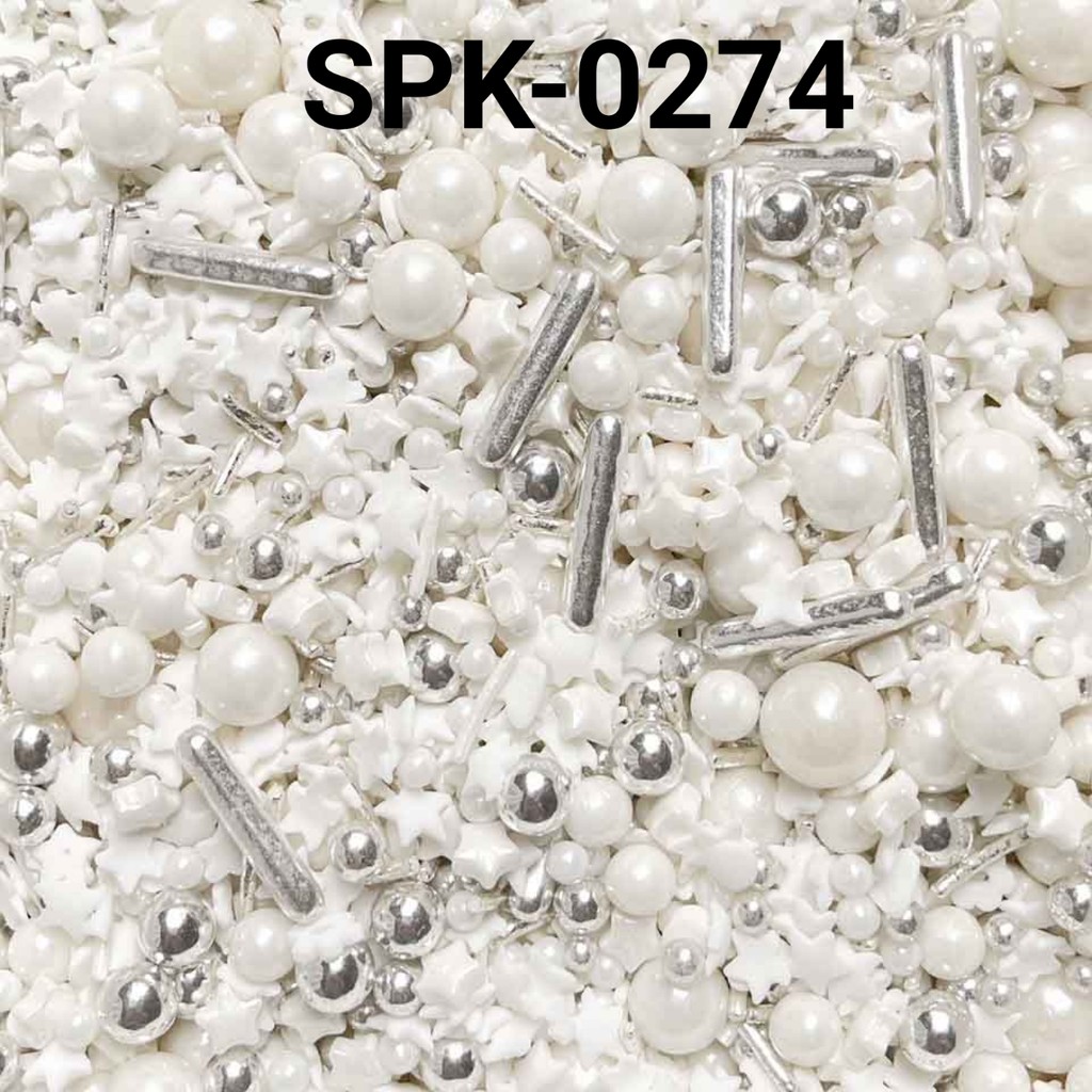 

SPK-0274 Sprinkles sprinkle springkel 1kg putih perak mutiara hati (SPRINKLES)