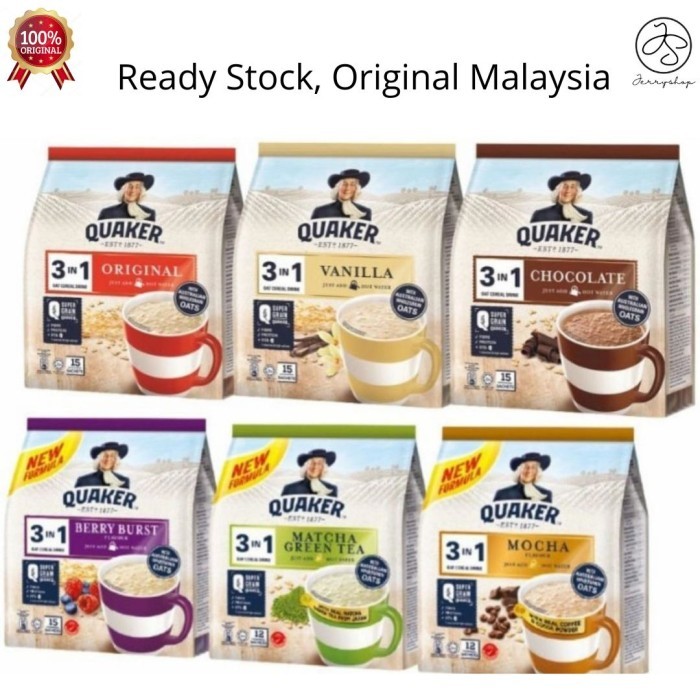 

CEREAL QUAKER OAT 3 IN 1 INSTANT SEREAL OATS ALL VARIAN MALAYSIA