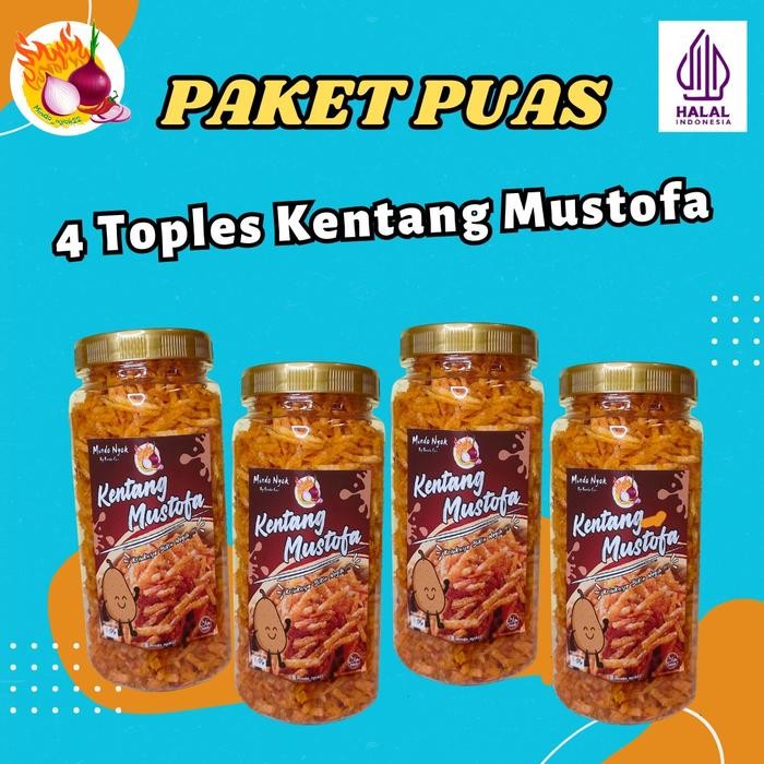 

Promo PAKET PUAS ( 4 toples kentang mustofa ) Food Camilan Snacks Pedas Manis Potato Ready