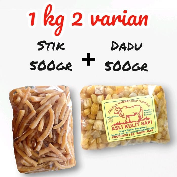 

New Rambak Sapi 1 kg Mix (500gr Stik, 500gr Dadu) Ready