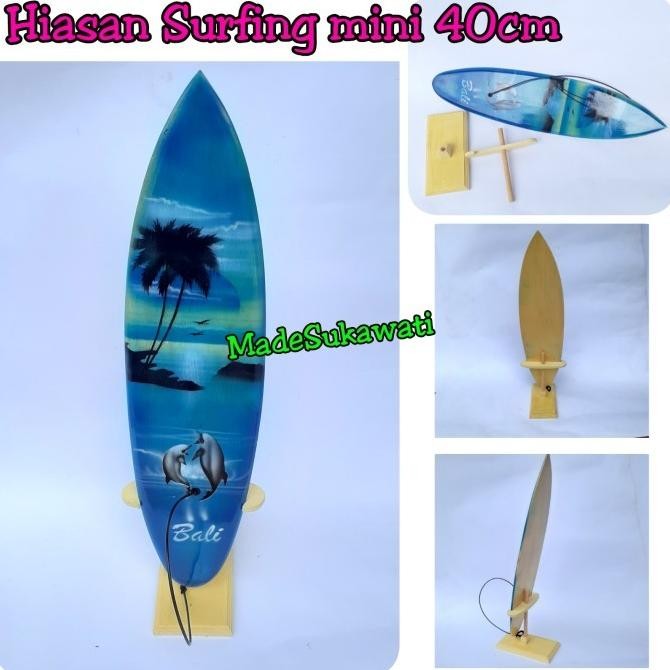 ] Kerajinan bali papan surfing kayu 40cm 30cm Hiasan meja pajangan miniatur