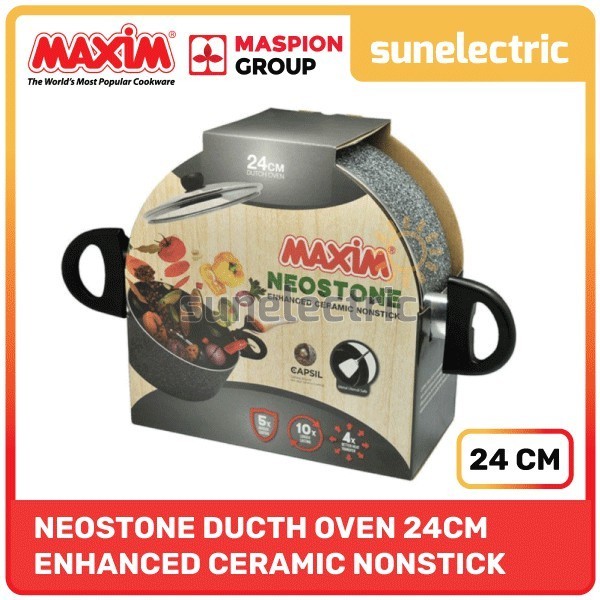 Maxim Neostone Dutchoven Panci Keramik Anti Lengket 24 cm + Tutup Kaca