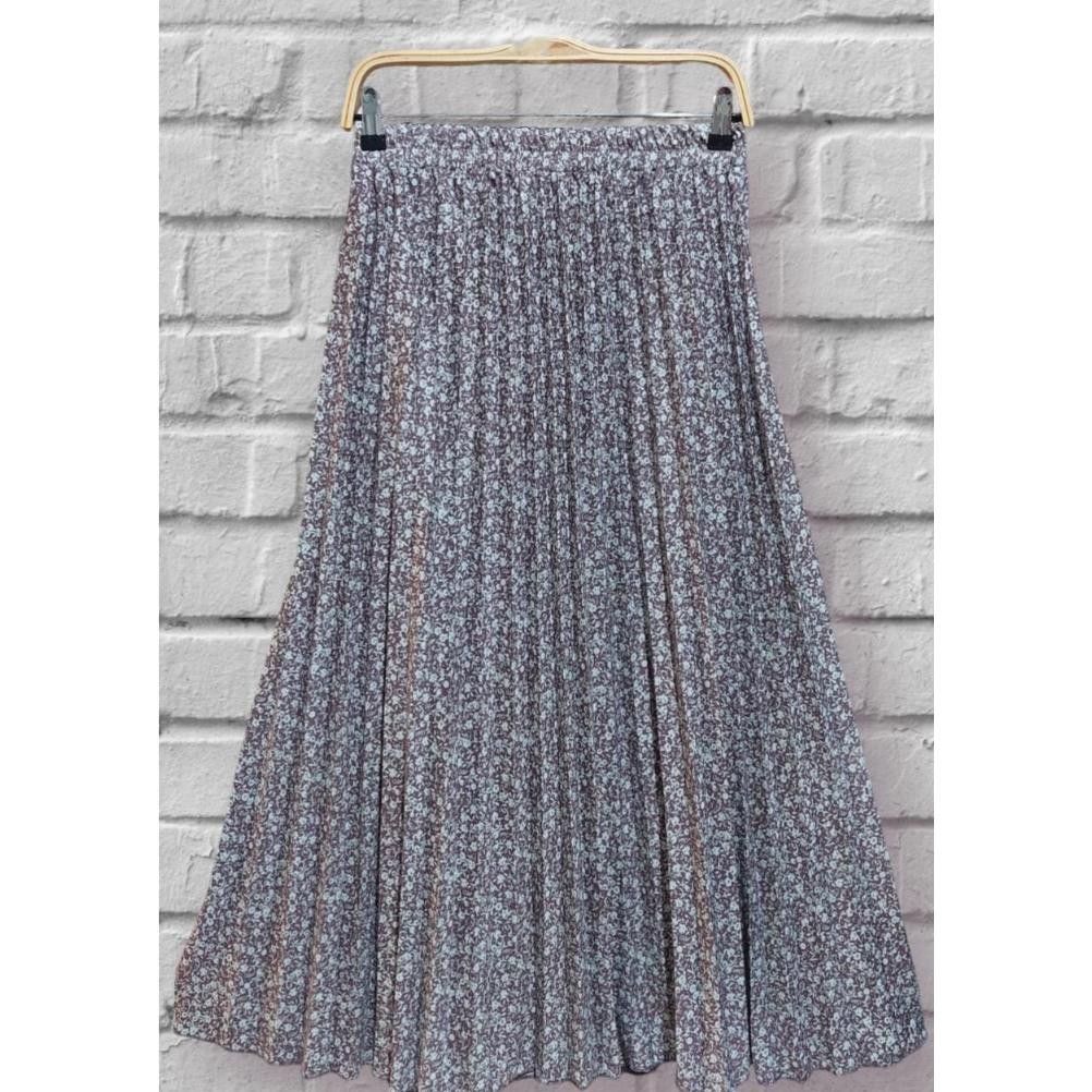 Rok Plisket Payung / Rok Muslim Motif Bunga Lilie