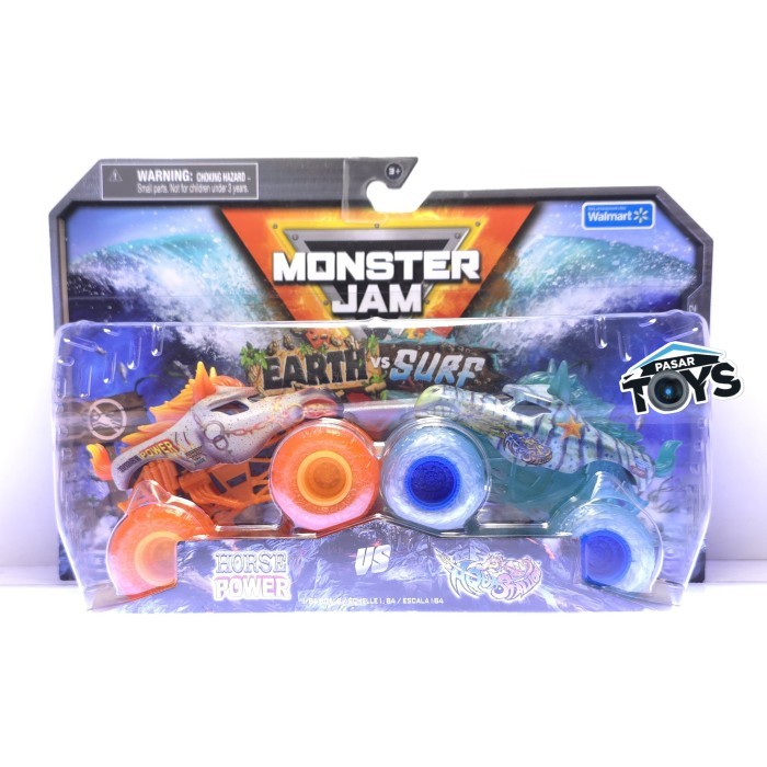 HOT SALE Monster Jam Earth VS Surf Horse Power and Aqua Stallion 1:64 Scale Die-Cast Monster Trucks