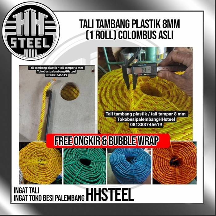 TALI TAMBANG PLASTIK 8 MM (1 ROLL) isi +-220 meter