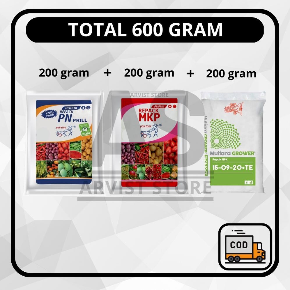 ty-65 Paket Pupuk MKP + KNO 3 PUTIH + Karate Boroni / NPK Meroke Mutiara 16-16-16 / Mutiara Grower 1