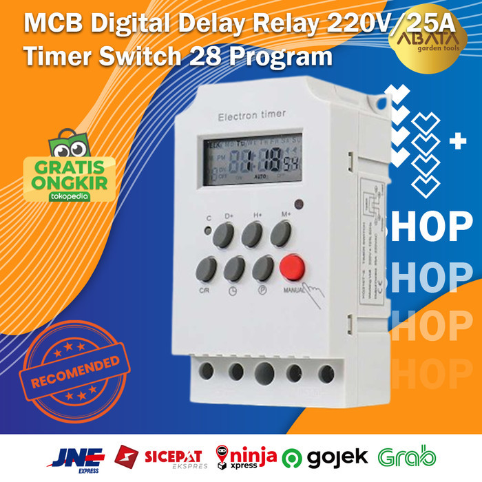 MCB Timer Digital Programmable Timer Switch Relay 28 Program 220V/25A Timer MCB Relay 220VAC MCB 25