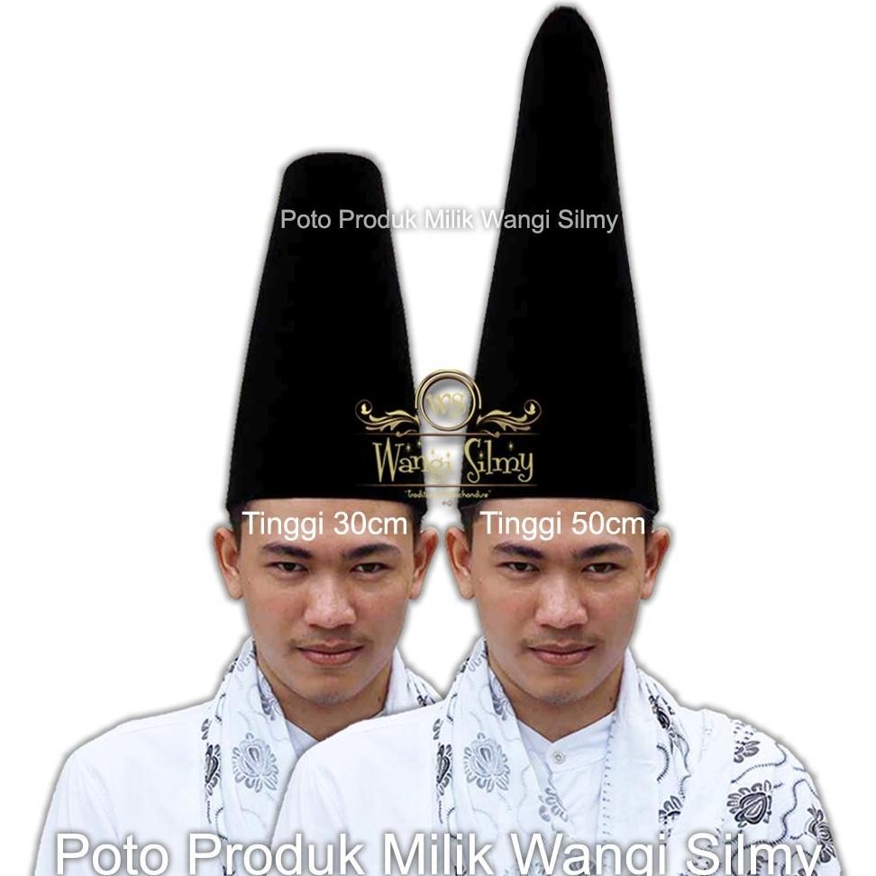 FE24 Songkok Tinggi 50cm Hitam Polos - Songkok Hitam Polos 50 CM - Songkok Kopiah Peci Tinggi 50cm M