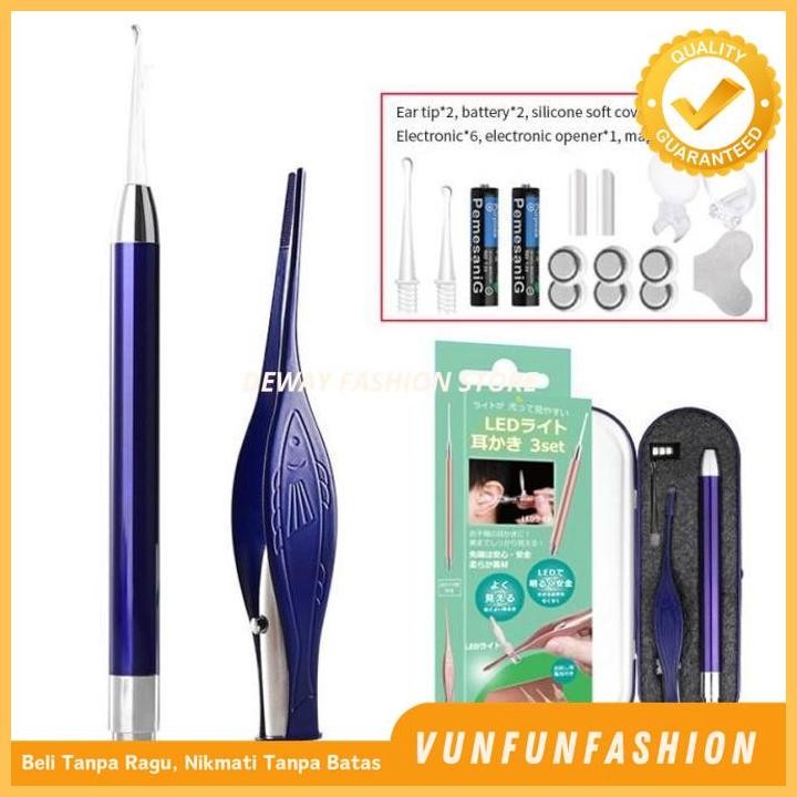 KOREK KUPING LAMPU LED ALAT PEMBERSIH TELINGA EARPICK STAINLESS PRODUK PILIHAN