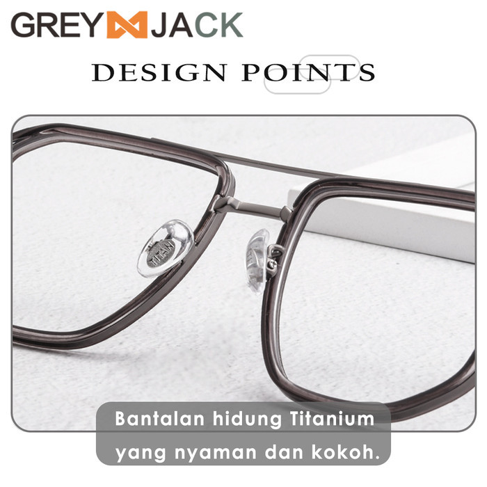 Grey Jack Frame Kacamata Titanium Aviator Kotak Ringan Dan Kokoh 2216
