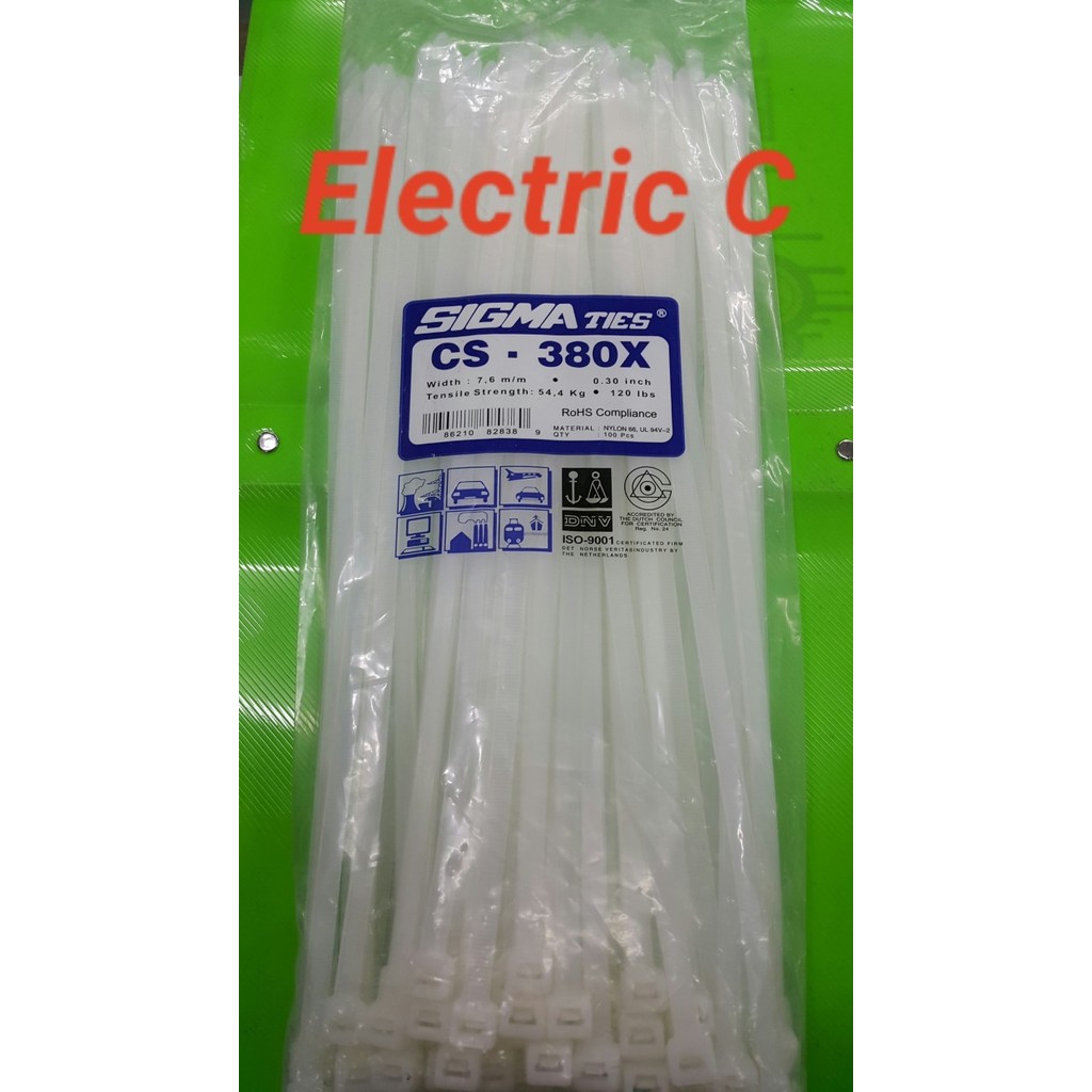 

KABEL TIES / KABEL TIS / CABLE TIE CS 380 X 7.6 MM PUTIH 38 CM SIGMA