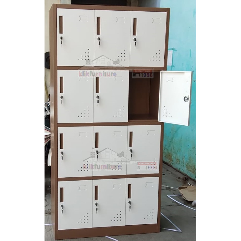 

LEMARI LOKER LOCKER CABINET PINTU BESI 12 PINTU ACELO 12 COKLAT