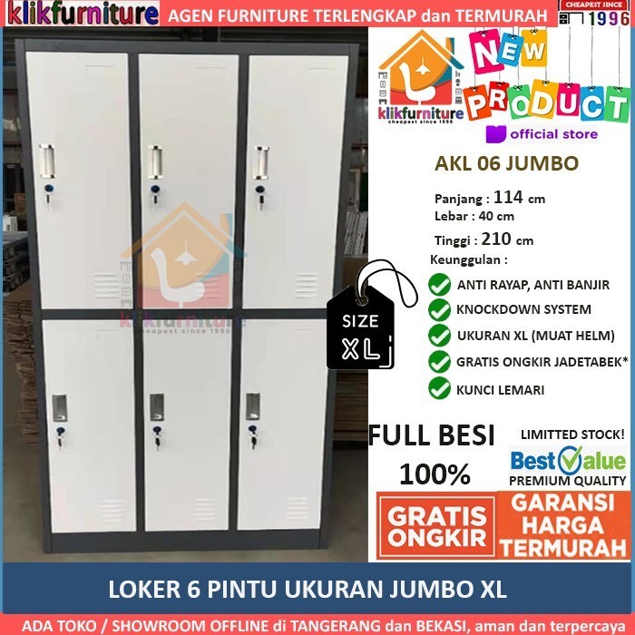 

LOKER BESI 6 PINTU JUMBO XL AKL 06 ADA GANTUNGAN BAJU