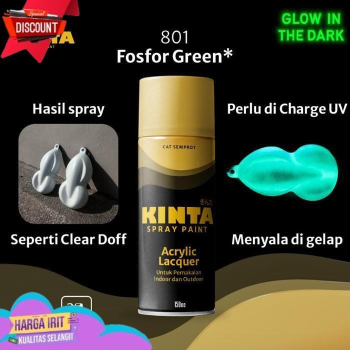 TODAY (FOSFOR) 801 FOSFOR GREEN* - KINTA CAT GLOW IN THE DARK SEMPROT / PILOX / SPRAY PAINT 150CC