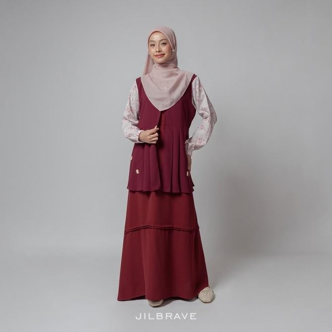 Terbaru Jilbrave S Dress Gamis Lebaran Feminine Elegant Motif Bunga Stok Terbatas