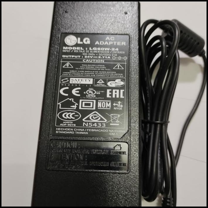 New Charger Adaptor Tv Led Lcd Monitor Lg 24V 2,71A 22Ls3300 19Ls3300