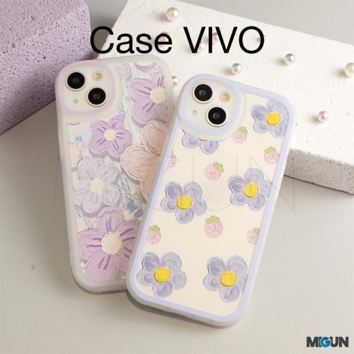 CUCI GUDANG NEW case Vivo Y30 Y30i Y50 Y91 Y93 Y95 Y91C casing hp cover 3D FLOWER
