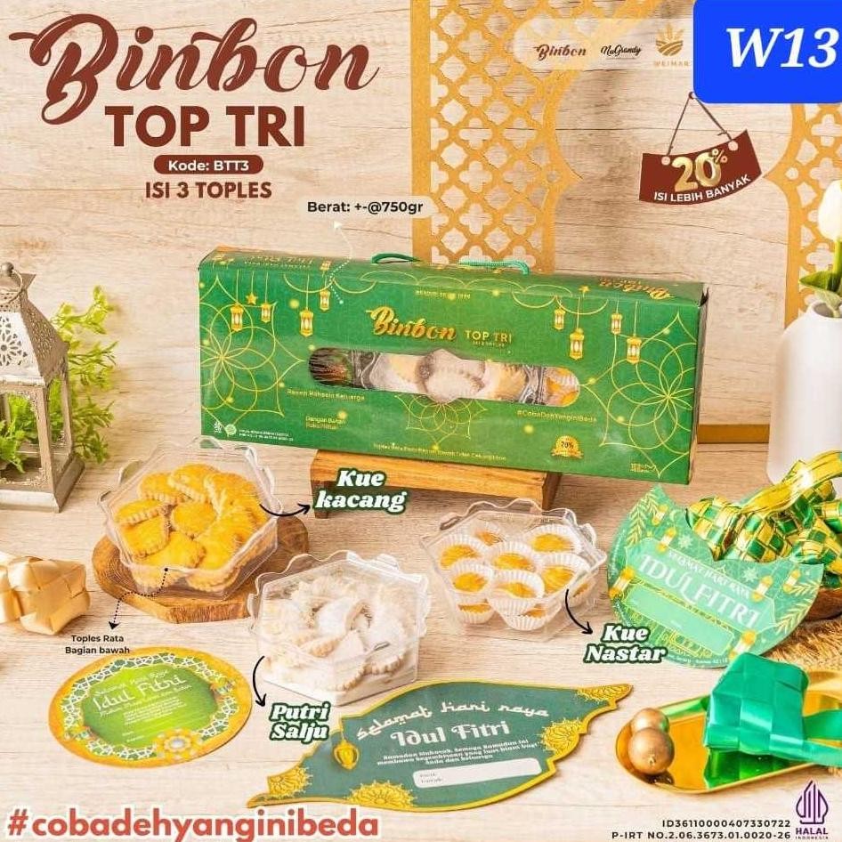 

ad-3 Apazada - Kue Kering Lebaran Binbon Top Tri Squash / Hampers Kue Lebaran Paket 3 Toples + 1 Sirup Original