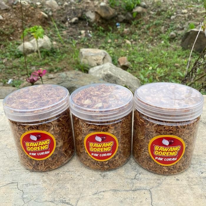 

Terbaru [PAKET HEMAT] 3 TOPLES BAWANG GORENG ORIGINAL berat 600 gram (200 gram/toples) Organik Ready