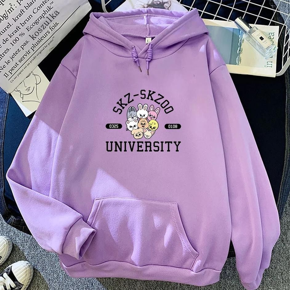 Hoodie Skz Skzoo University Straykids Sweater Kpop Stray Kids Wanita Skz Skzoo Original Ori Felix Se