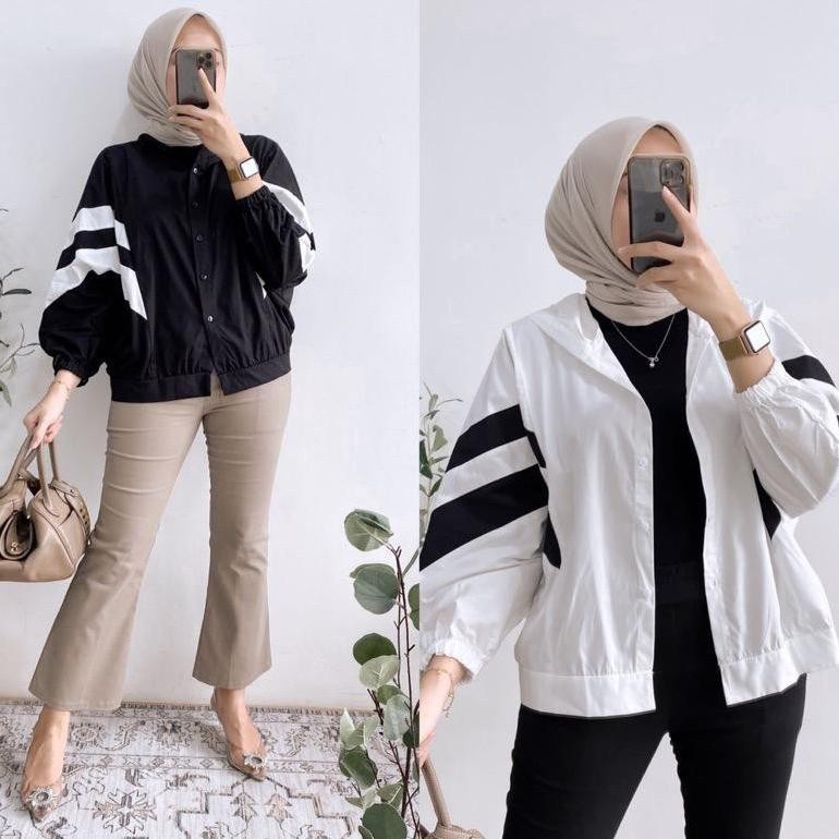 Addidas Hoodie Top Katun Jepang Zra / Strappy Hoodie Atasan Wanita Oversize / Kemeja Merah Putih 17 