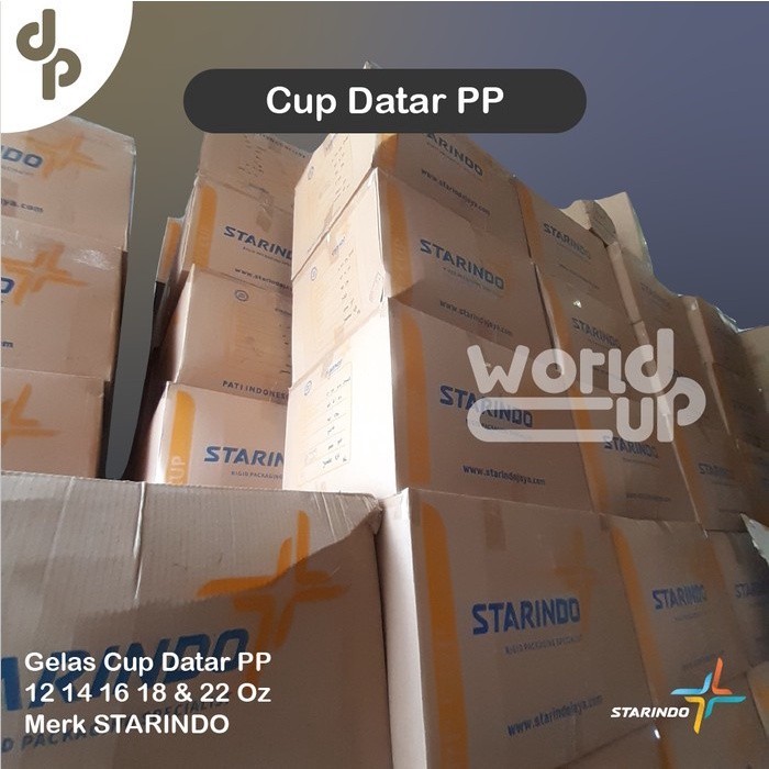 TERLARIS Gelas Cup Datar 12 Oz - 14 Oz -16 Oz - 18 Oz - 22 Oz PP 1 Dus Starindo