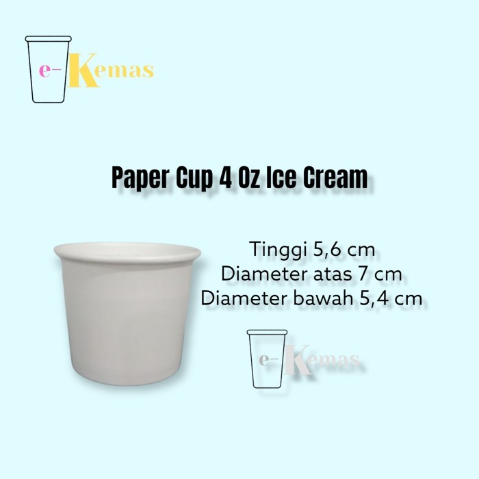 Gelas Kertas / Papercup es krim / Paper Cup Ice Cream 4 Oz Polos